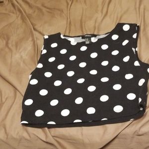 Black and white polka crop
